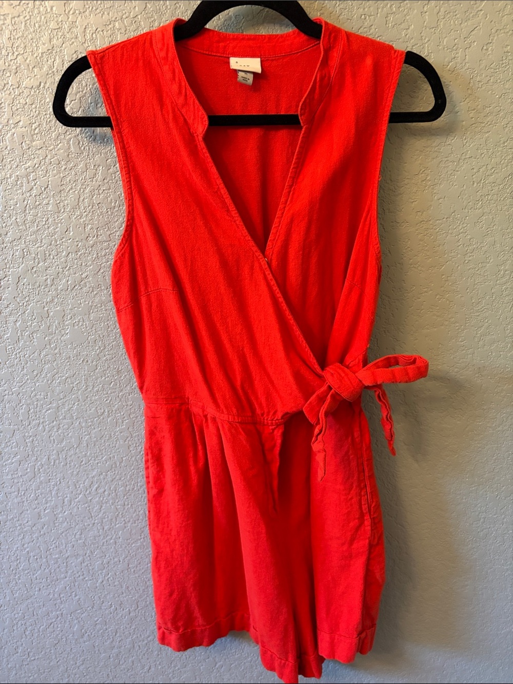 a new day Bright Red Sleeveless Wrap Romper with Side Tie